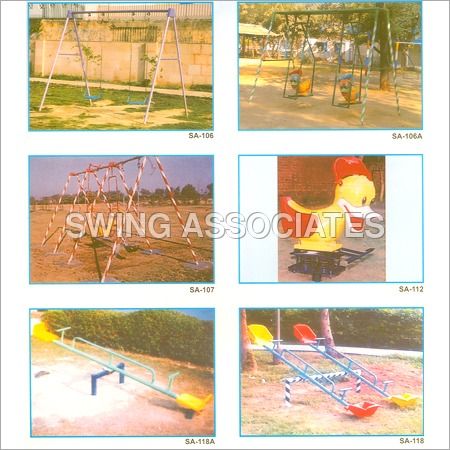 Plastic And Metal Playground Slides & Swing