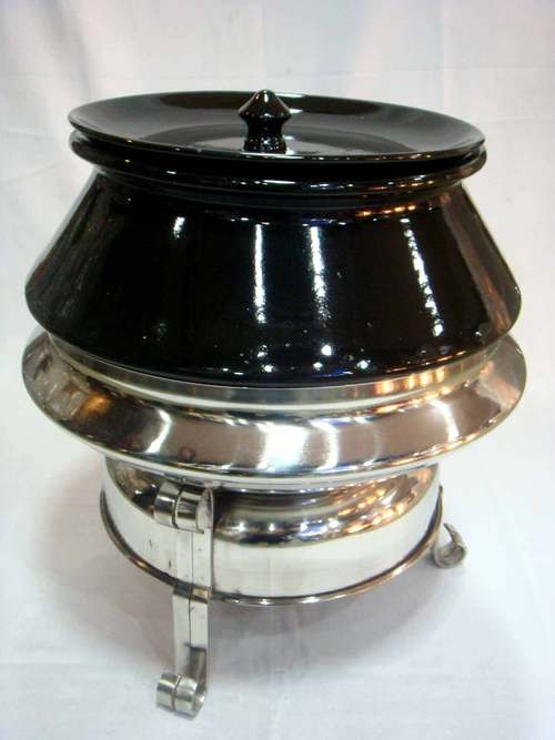 Cheffing Dishes - Stainless Steel Enamel, 12x12x10 Inches | Metal Feet Base, Heat Retention, Easy Cleaning