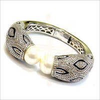 American Diamond Bracelet - Premium Rhinestone Cuff Design | Elegant Chrome Finish, Light Weight, Splendid Look, Smooth Edges, Perfect For Anniversaries And Weddings