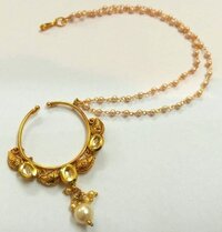 Brass Polki Nose Ring Gender: Women