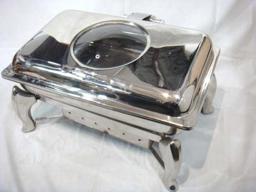 Cheffing Dishes - Stainless Steel, Varied Sizes, Glass Top Lid | Rolled Feet, Food Warming, Polished Finish
