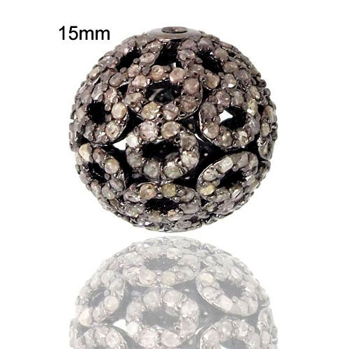 Diamond Silver Finding Jewelry - 925 Sterling Silver, 15 MM, 1.954 CTS Diamond | Elegant Design, Round Shape, Versatile Use