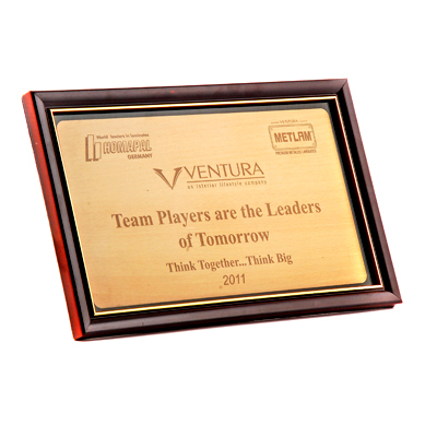 I-SERIES - Wood & Brass, 11.25"x7", Gold | Stylish Polished Trophy, Engravable, Protective Box
