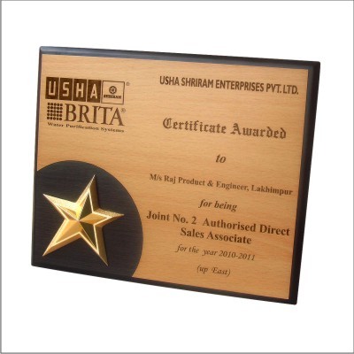 WOODEN TROPHIES - Wood, 9.5"x8", Brown | Stylish Design, Engravable Surface, Polished Finish, Corporate Gifting