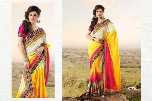Online Chiffon Sarees - Chiffon 5.5m Gradient Multicolor, Soft Fabric, Elegant Design, Vibrant Colors