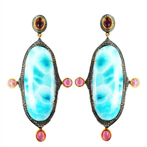 Gold Diamond Gemstone Earrings