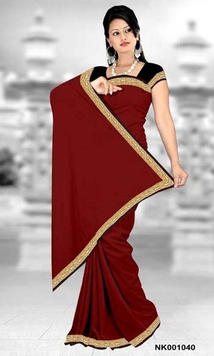 Fancy marun color Sarees