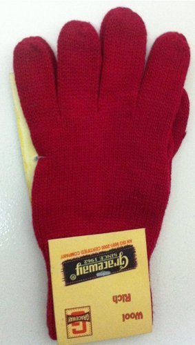 Kids Gloves - Wool Material, Size Small, Red Color | Machine Made, Plain Pattern, Medium Length, Ideal for Daily Winter Use