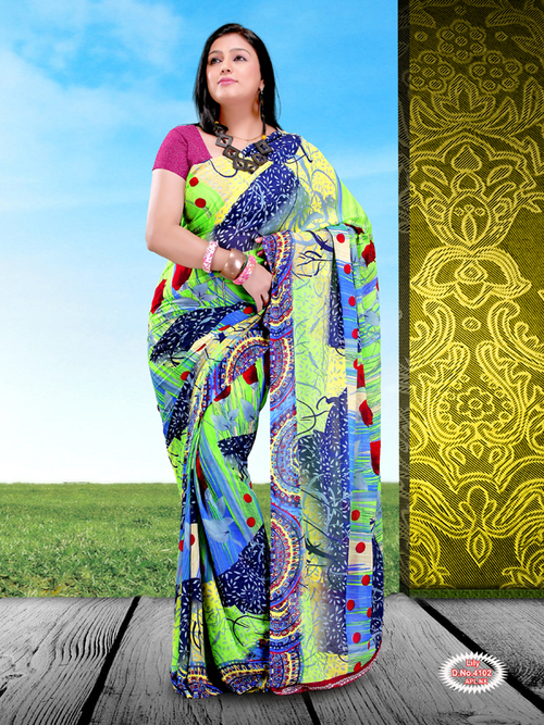 Georgette Printed Polyester Sarees