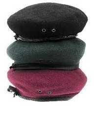 Military Beret Cap - Wool Material, Machine Made, Plain Pattern, Available In Black, Green, Red | Elegant Design, Smooth Touch, Fine Stitching, Color Fastness