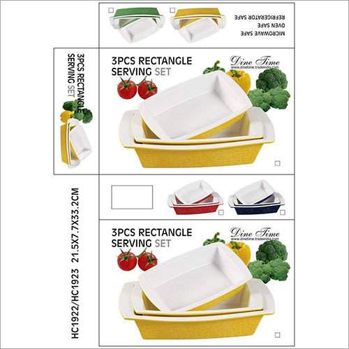 Rectangular Donga - Ceramic, 13x9x2 Inches, Yellow | Oven-Safe, Stackable, Easy Clean, Durable, Versatile