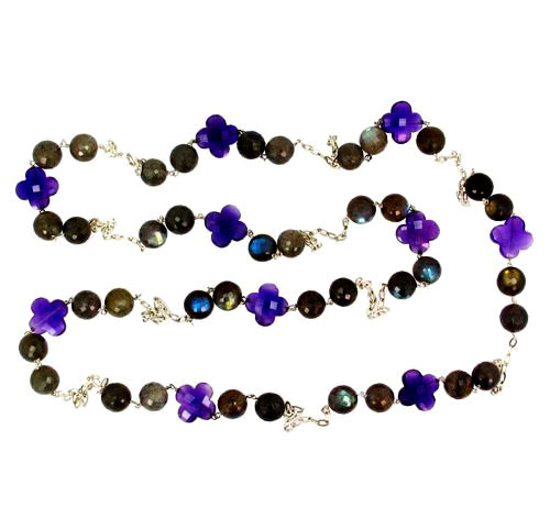 Amethyst Labradorite Silver Necklace