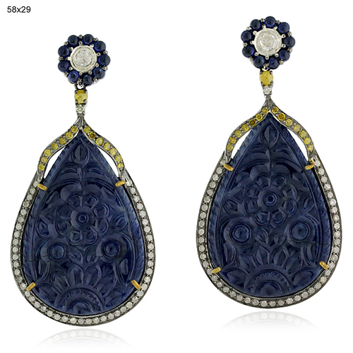Gemstone Carving Dangle Earrings Jewelry