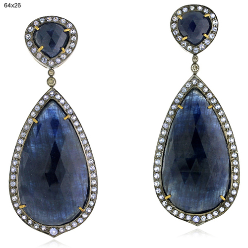 Gemstone Diamond Dangle Earrings