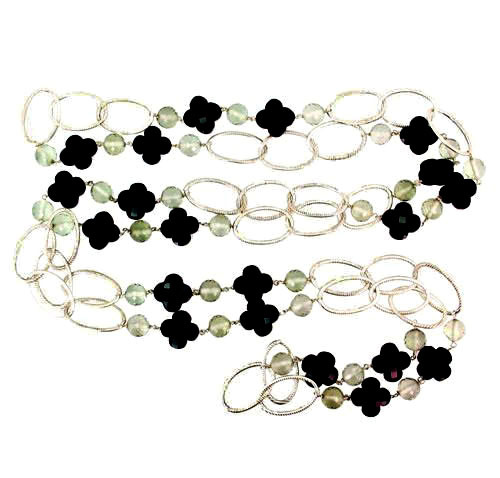 Onyx Green Amethyst Silver Necklace