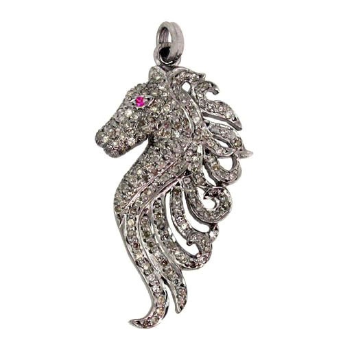 Silver Diamond Ruby Pendant