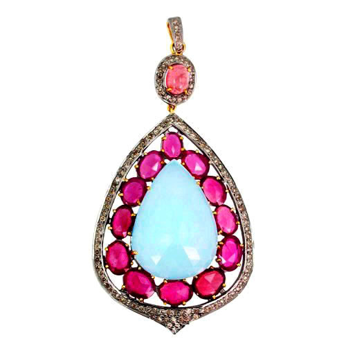 Gemstone Diamond Gold Pendant