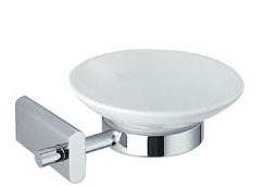 Chrome-Plated Brass Finish and a Ceramic Dish Soap Dish And Holder