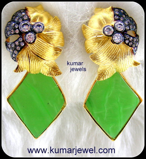 Square Green Shell Earring