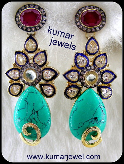 Big Turquoise Stone Earring