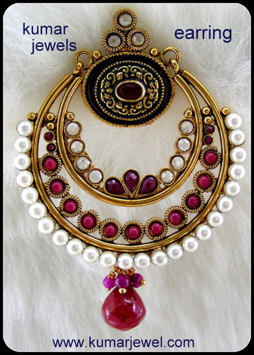 Polki Earring In Red