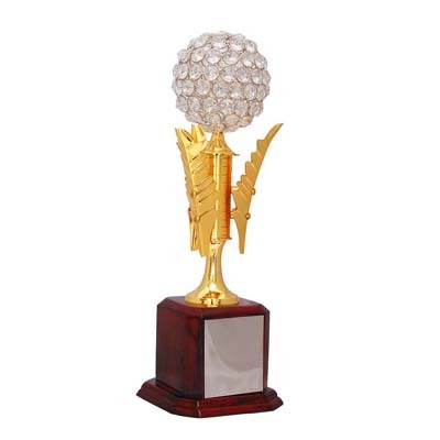 Brass & Metal Trophies - Brass, Wood Base, Three Sizes, Gold, Polished Finish, Elegant Design