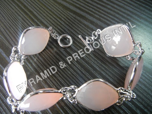 Sterling Silver Pink Chalcedony Bracelet