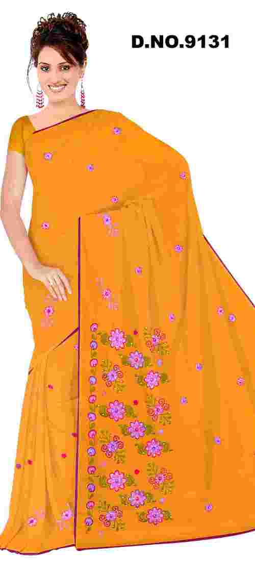 dyed work saree