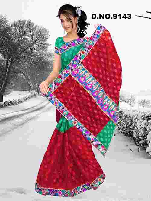 Hand - Silk 5.5m x 1.1m, Red Banarasi Saree | Dyed Work, Elegant Design, Vibrant Colors, Fine Craftsmanship, Durable, Comfortable