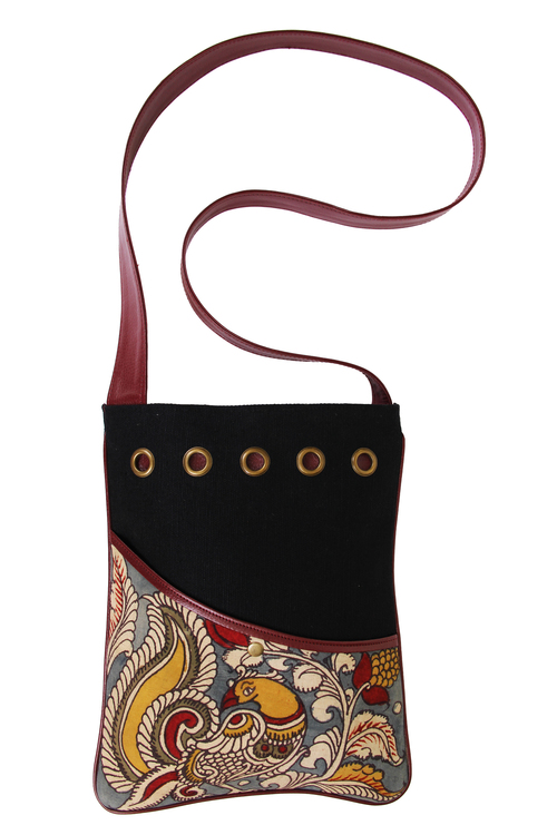 Handpainted Denim Crossbody Messenger Bag Birthday or Housewarming Gift Ideas