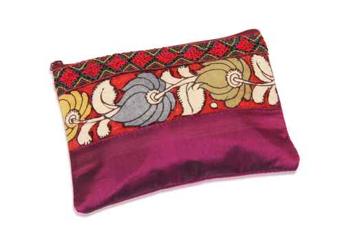 Tribal Raw Silk Zipper Makeup Cosmetic Organizer Pouch Wedding Anniversary Gifts Ideas for Women
