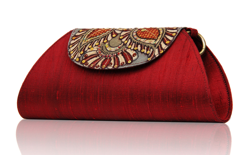 Women's Elegant Silk Flap Evening Cocktail Party Clutch Handbag