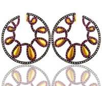 Gold Diamond Ruby Earrings
