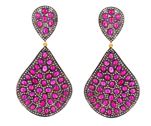 Gold Diamond Ruby Earrings