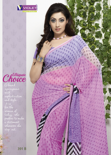 Blue Green Printed Saree