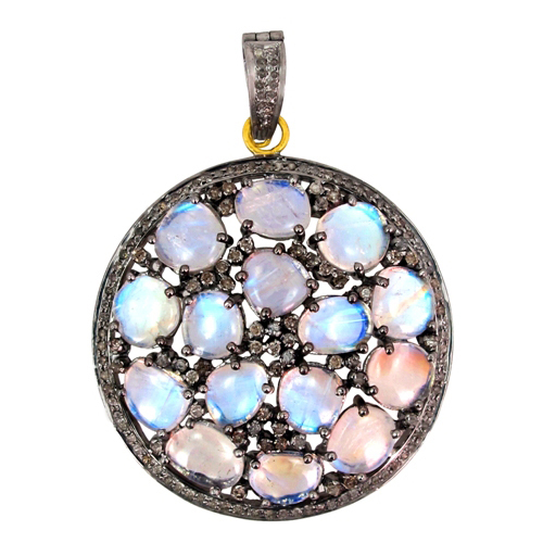 Moonstone Diamond Gold Pendant