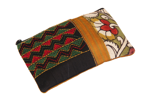 Tribal Raw Silk Zipper Makeup Cosmetic Organizer Pouch Wedding Anniversary Gifts Ideas for Women