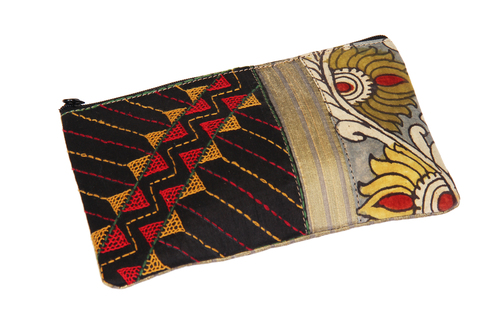 Tribal Raw Silk Zipper Makeup Cosmetic Organizer Pouch Wedding Anniversary Gifts Ideas for Women
