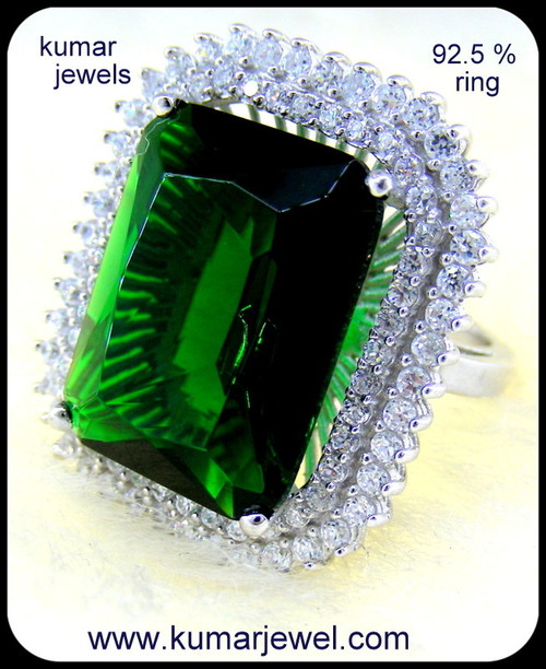 Silver Emerald Square Ring