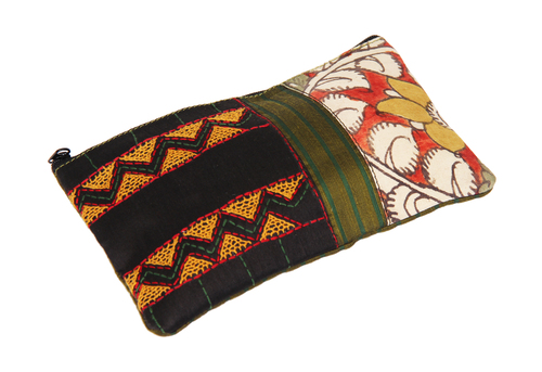 Tribal Raw Silk Zipper Makeup Cosmetic Organizer Pouch Wedding Anniversary Gifts Ideas for Women