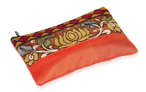 Tribal Raw Silk Zipper Makeup Cosmetic Organizer Pouch Wedding Anniversary Gifts Ideas for Women