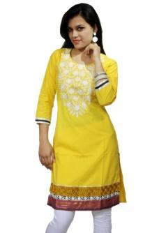 YELLOW COTTON KURTI