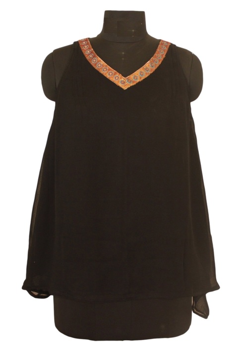 Black georgette lace western wear women top