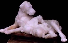 WHITE MARBLE DOG ANIMAL