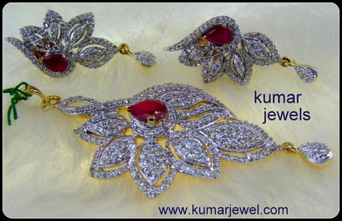 Designer Ruby Pendant Set