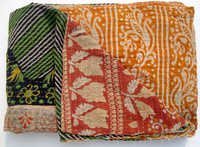 Handmade cotton kantha quilt