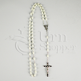 Pearl White Glow-In-The-Dark Plastic Bead Rosary