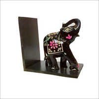 Decorative Craft - Wooden, 5-8 Inch, Black Color With Hand-painted Floral Prints | Elegant Elephant Symbolizing Wisdom And Loyalty For Home Decor