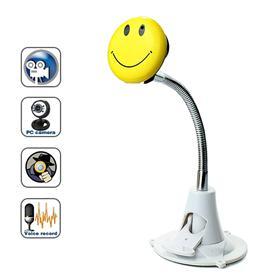 Spy Smile Face Camera - 1.8 Inch Diameter, Yellow, 640x480 Video, 5MP Image | Covert Recording, Easy Clip-On, 80 Min Battery Life
