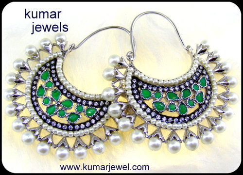 Pearl beaded hoop earring